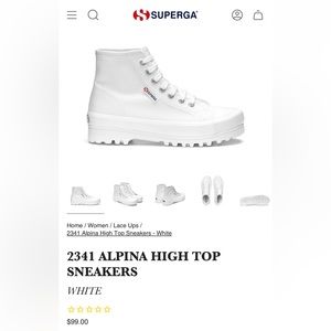 SUPERGA Alpina White Canvas Lug High Top Sneakers